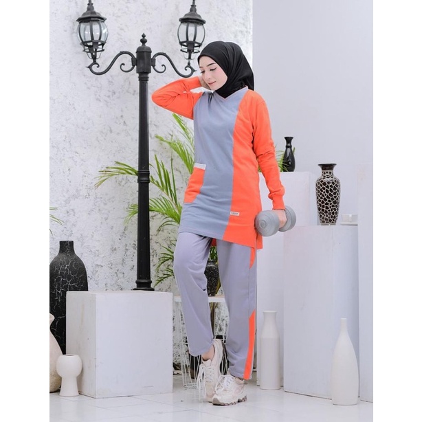 STELAN OLAHRAGA TUNIK MODEL KANTONG TERBARU/Seragam Olaharga senam wanita