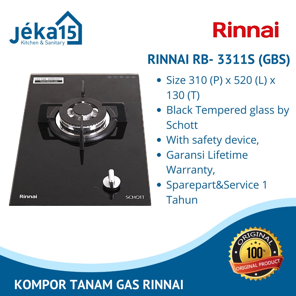 Rinnai RB-3311S (GBS) Kompor Gas Tanam 1 Tungku