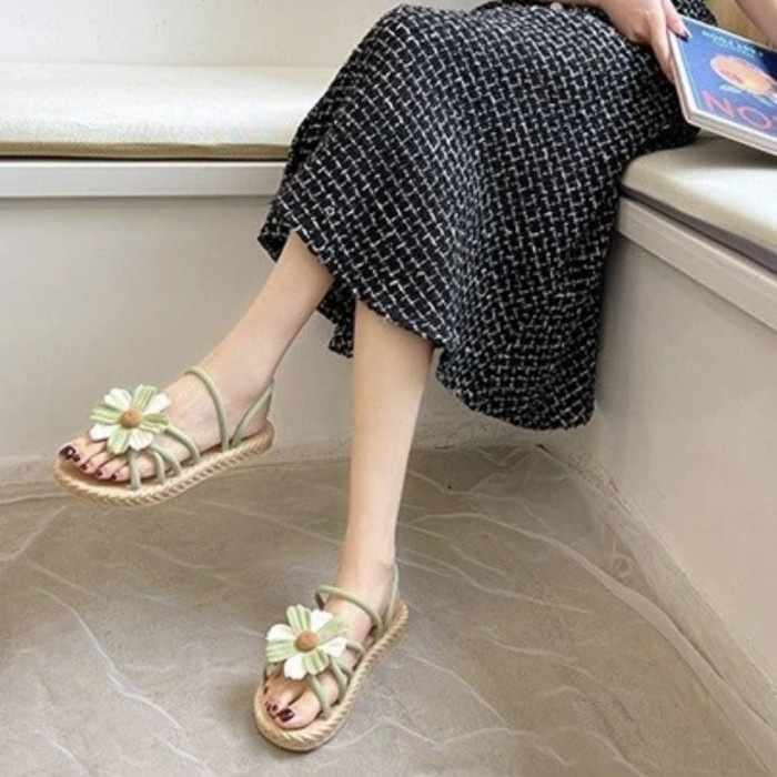 SH30 Sandal Wanita Bunga Import Super Empuk Nyaman 2 in 1 Women Sandal