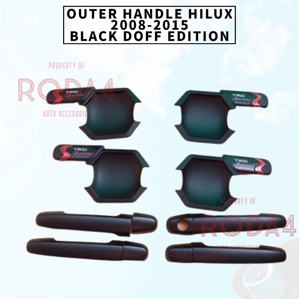 Paket Handle Outer Hilux Black Doff Pelindung Mangkok Pintu Mobil Hitam Mobil Toyota New Hi Lux Double Cabin 2008 2009 2010 2011 2012 2013 2014 2015