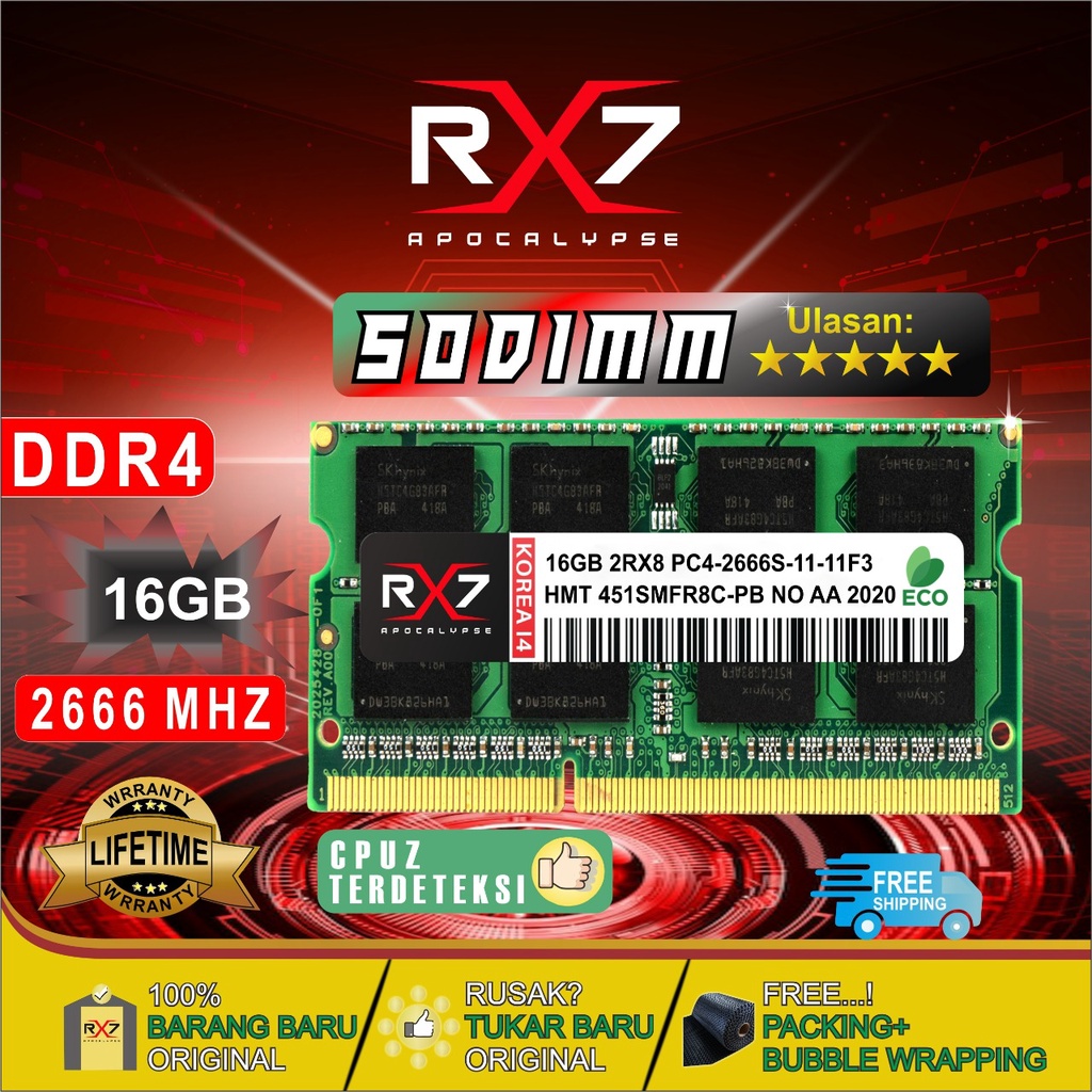 MEMORY RAM RX7 DDR4 16GB 2666 MHz PC 21300 RAM LAPTOP SODIMM GARANSI RESMI
