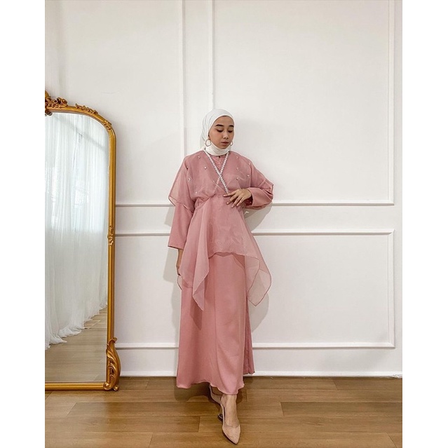 Alisa Organza Dress Ld 115/Dress Set Outer Organza/Dress Organza Party/Dress Kondangan/Dress Sage