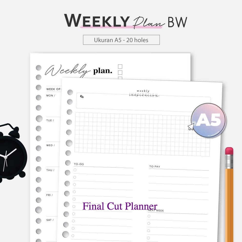

Bukuqu Loose leaf A5 - L211 Weekly Plan BW .
