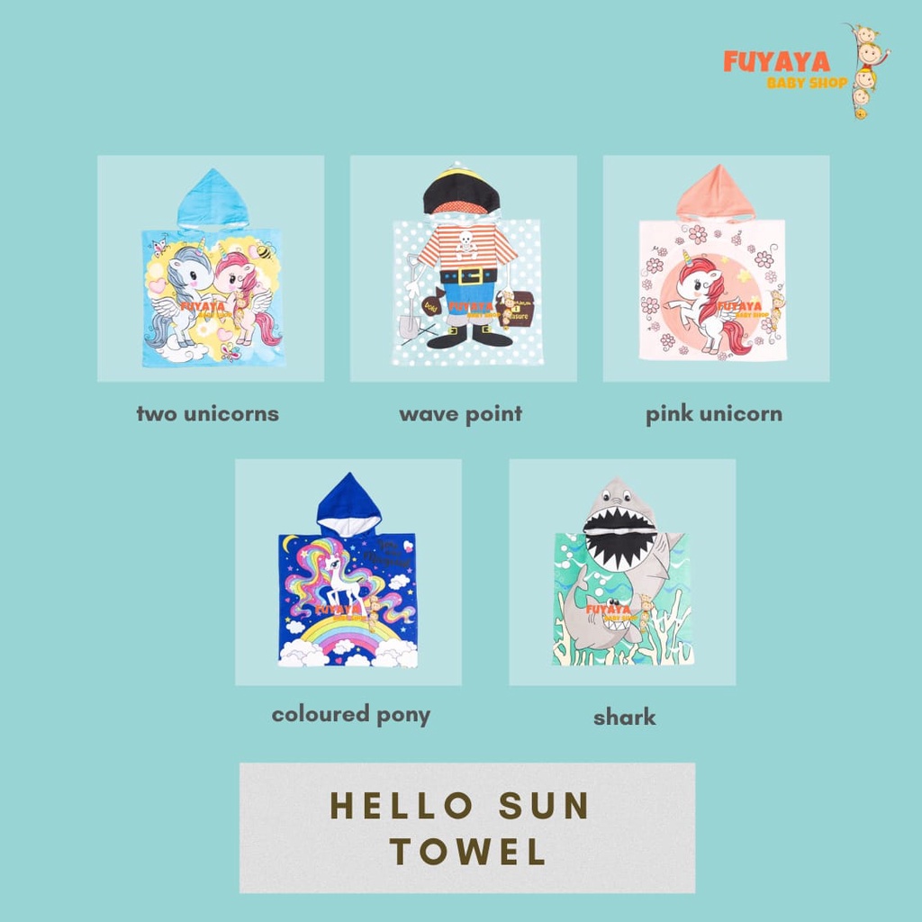 Hello Sun Towel / Handuk Ponco Renang / Handuk Anak / Handuk Renang / Baby Towel Anduk Handuk Mandi