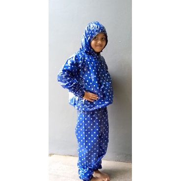 Jas hujan anak polkadot biru