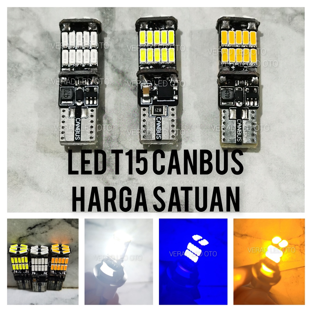 Lampu Led T10 T15 W16W Canbus SUPER BRIGHT Terang ERROR FREE Senja Sein Mundur Mata SMD