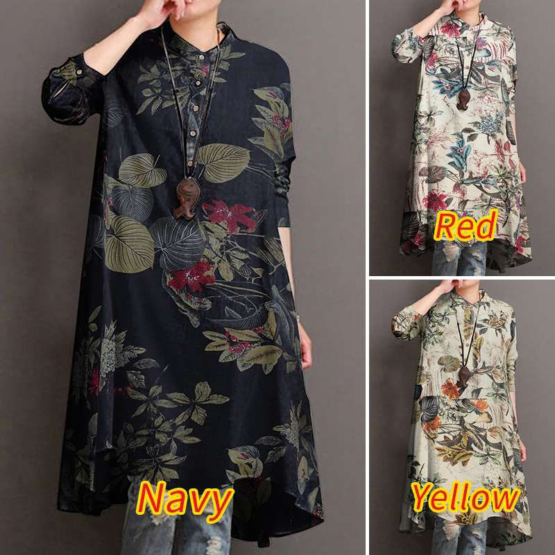 ZANZEA Tunik wanita import elegan motif bunga print lengan panjang Terbaru S-5XL