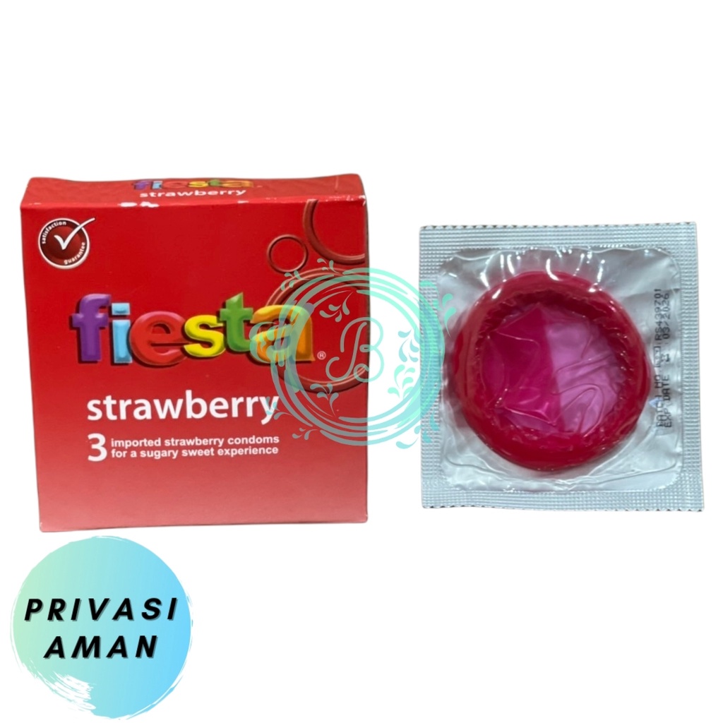 Kondom Fiesta Strawberry Kondom Aroma Buah Strawberry Kondom Fiesta Satuan 3 pcs