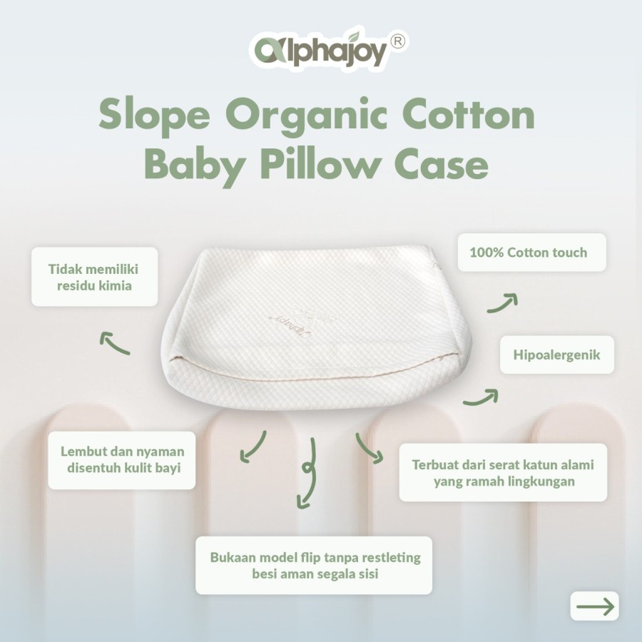 ALPHAJOY SLOPE ORGANIC COTTON CASE Sarung Bantal Sudut Bayi