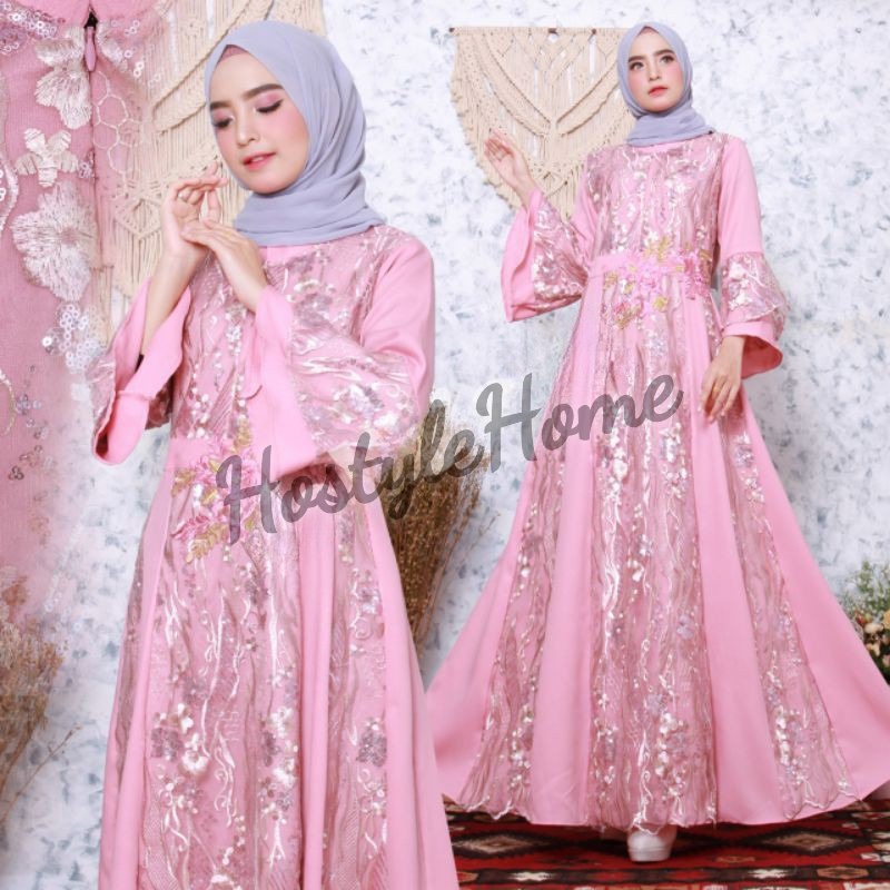 (NEW) JOANA - Baju Gamis Brukat Brokat Tile BUSUI Dress Dewasa Remaja Wanita Perempuan Ibu Muslim Uk