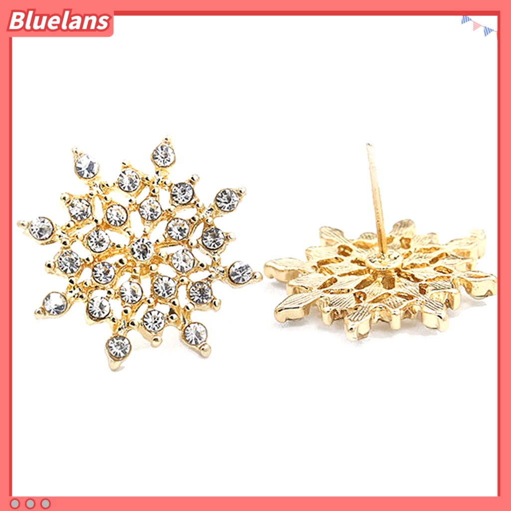 Bluelans 1 Pair Women Fashion Elegant Snowflake Rhinestone Earrings Ear Studs Jewelry Gift