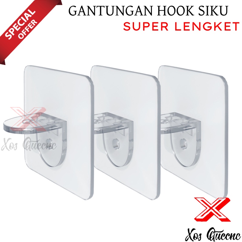 [XOQ] PENAHAN RAK SIKU LEMARI / GANTUNGAN HOOK AJAIB SIKU / PENYANGGA AMBALAN TEMPEL / HOOK