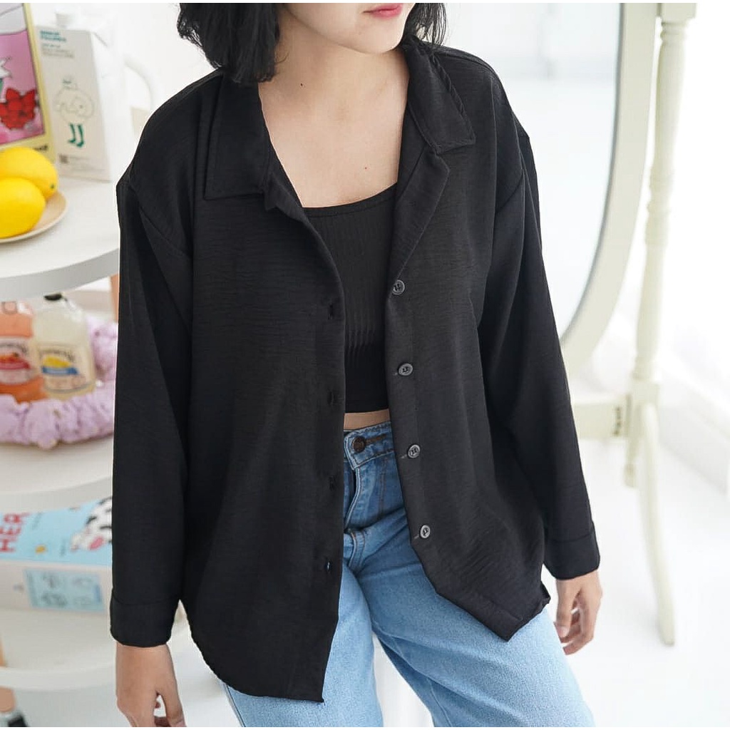 BEFAST - ZFS OOTD Wanita Kemeja SACHI / MAGIC AIRFLOW CRINCLE SHIRT KEMEJA / Pakaian Casual Wanita / Kemeja Polos Formal / Fashion Wanita Kerja/Kampus / Kemeja Oversize Wanita Keluaran Terrbaru / Kem Bisa Di Jadikan Outer / OOTD Ala Style Korean Wanita