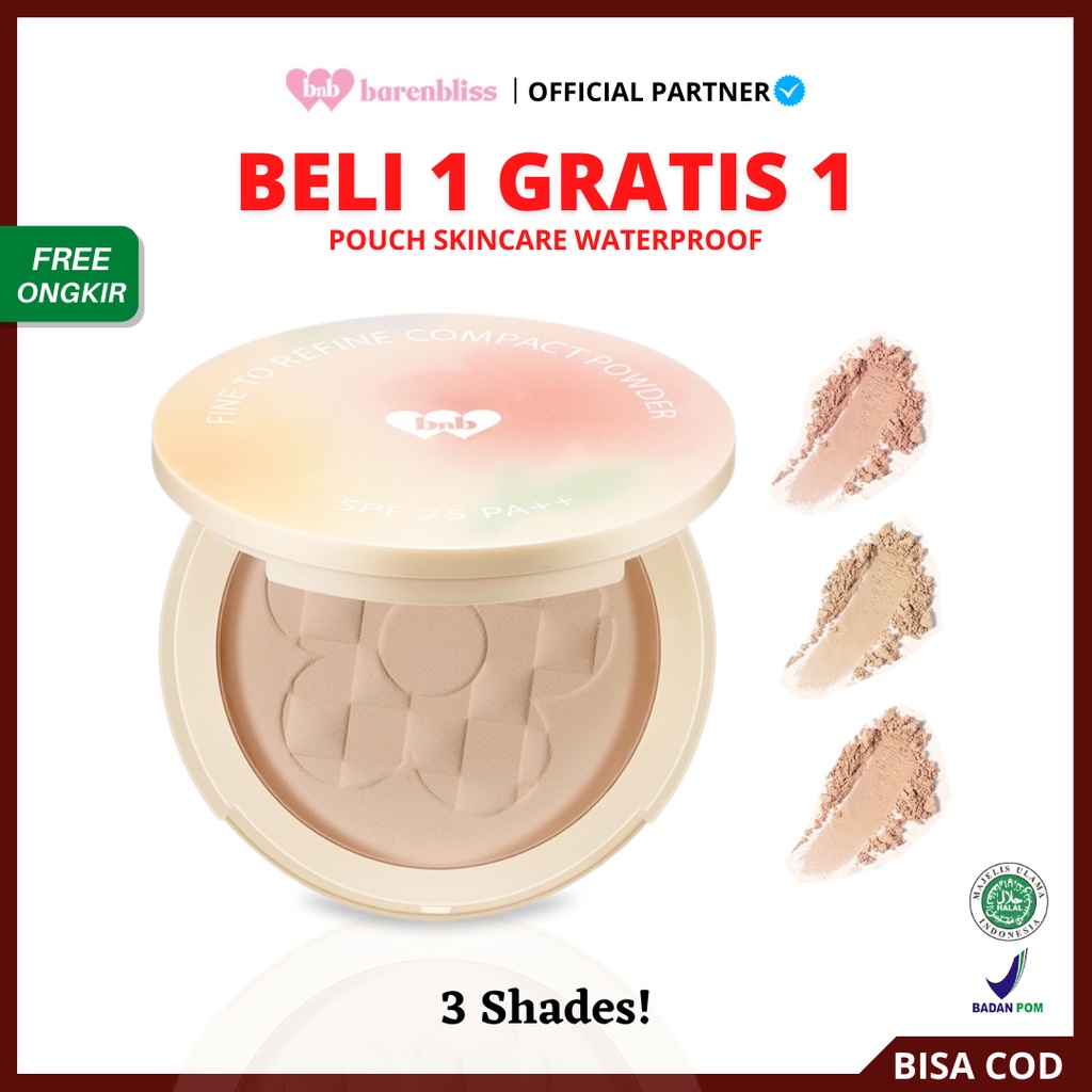 [ BPOM ] BNB Barenbliss Korean Bloomatte Fine to Refine Compact Powder 24H oil control | Bedak Padat Barenblis Original