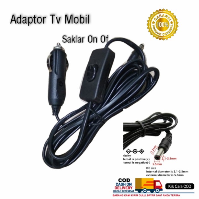 Video Tv Adaptor Tv Mobil / Colokan Lighter Mobil / Bisa Untuk Pompa Dc 12V