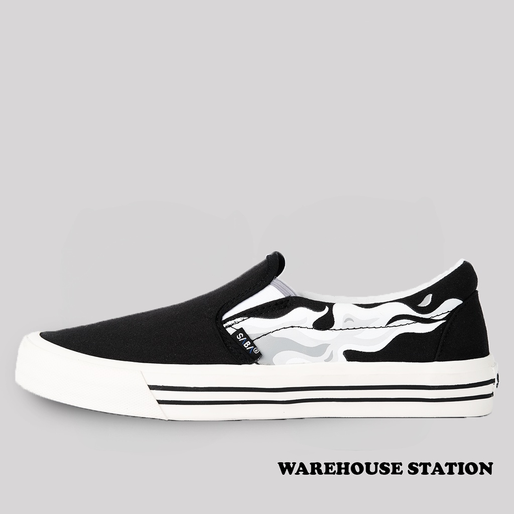 SABA White Flame Slip on - Sepatu Sneakers Casual Pria Wanita