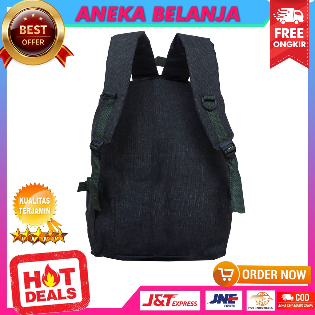 Tas Ransel Kanvas Guess Warna Hijau Desain Keren Backpack Travelling Hiking Camping Besar Bahan Tebal Berkualitas