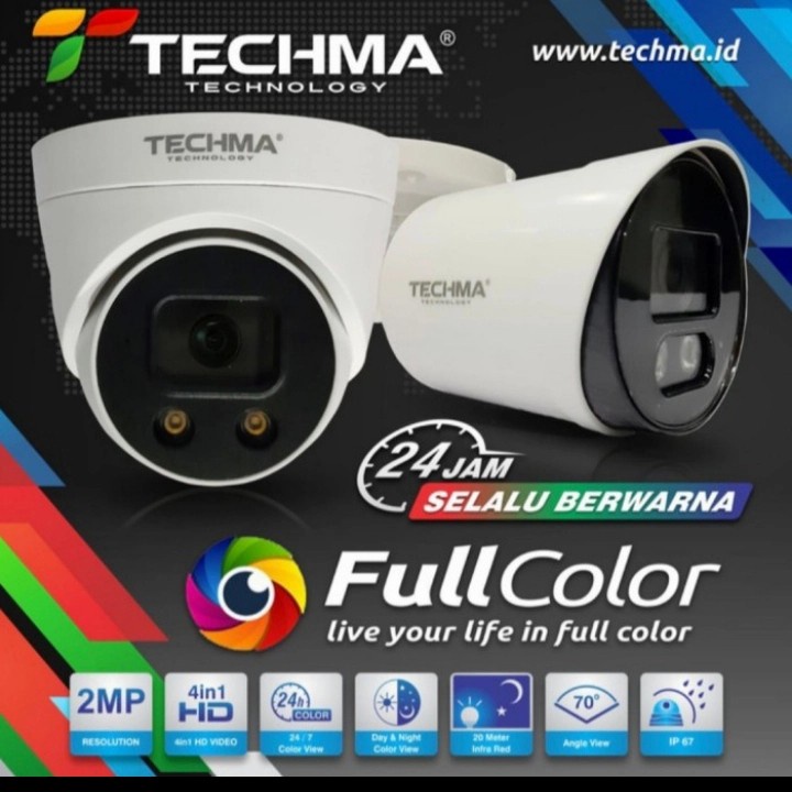 CAMERA CCTV INDOR COLORVU 2MP TECHMA WARNA 24JAM