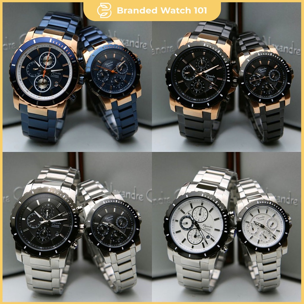 ORIGINAL Jam Tangan Couple Alexandre Christie Stainles AC 6141 / AC6141 / 6141 Garansi Resmi 1 Tahun