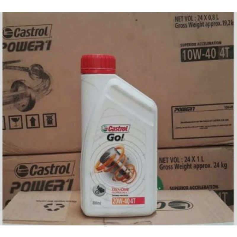 Oli castrol GO !  20 W - 40 T...ukuran 800 ml.. 1 dus isi 24 btl.