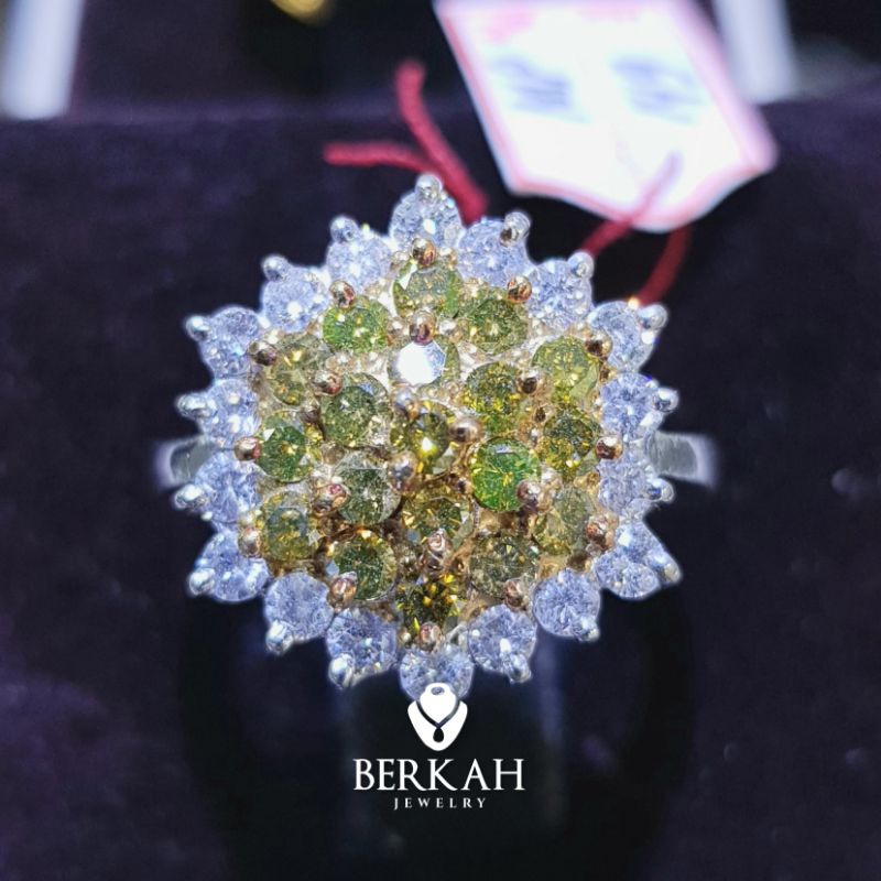 Cincin emas berlian eropa asli dan berlian fancy yellow diamond