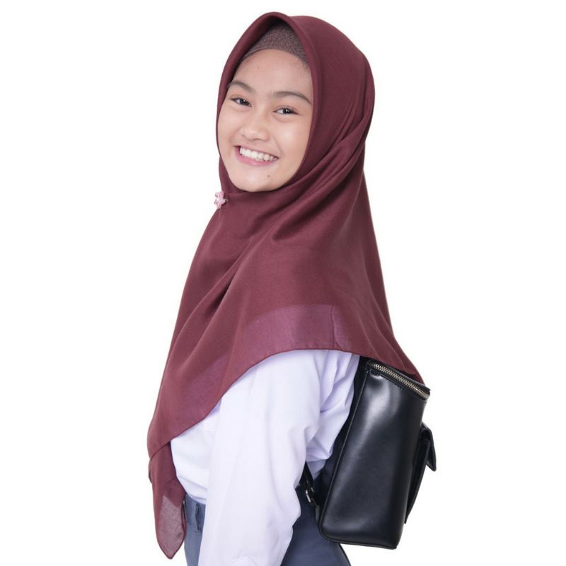 Elzatta Hijab Segi Empat scarf Kadina Naina Basic Polos warna Coklat (717)
