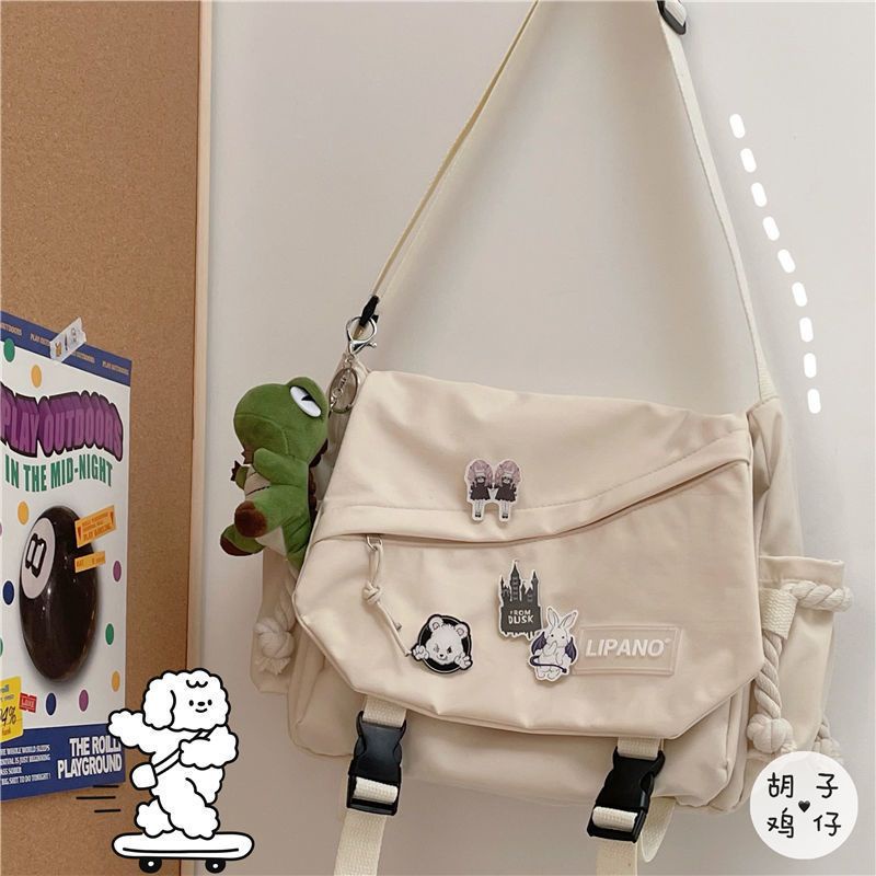 ✙✶Gaya Korea Ins Tas Bahu Kapasitas Besar Pria Jepang Harajuku Retro Perkakas Messenger Tas Gadis Mahasiswa Tas Messenger