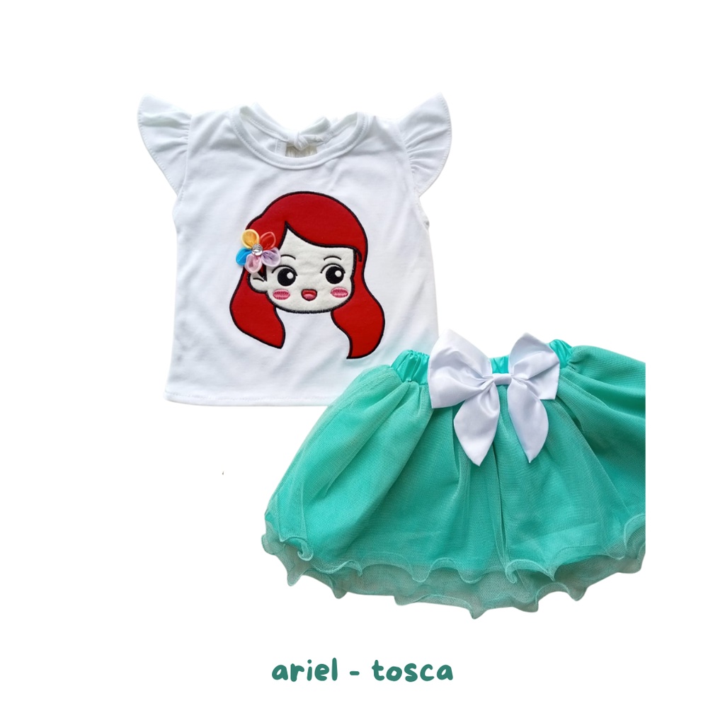 setelan tutu baju anak perempuan rok tutu bayi 3-12 bulan ARIEL TUTU SET setelan anak perempuan setelan cewek kaos lengan pendek