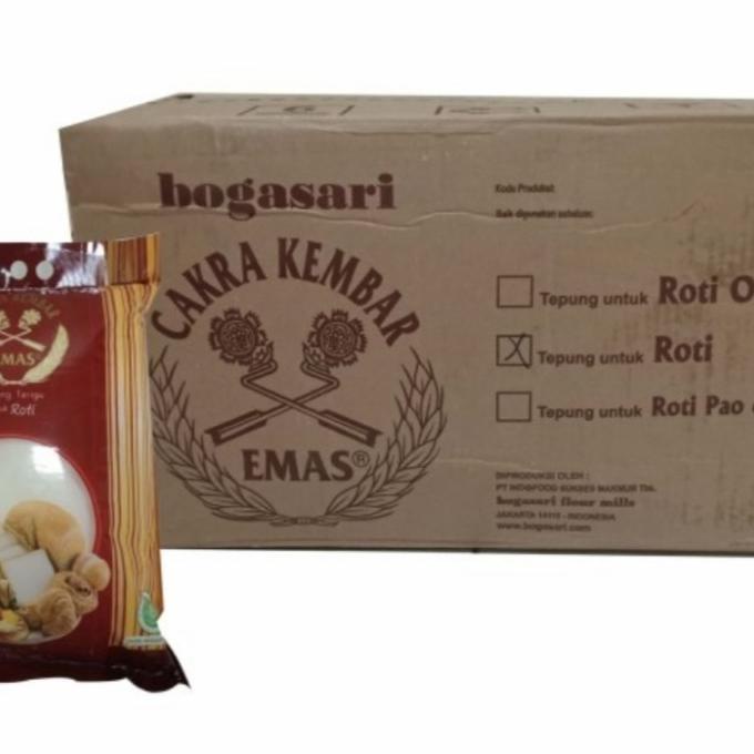 

[COD] 1dus isi 6pcs Tepung Terigu Cakra Kembar Emas Bogasari (Roti) @5kg [COD]