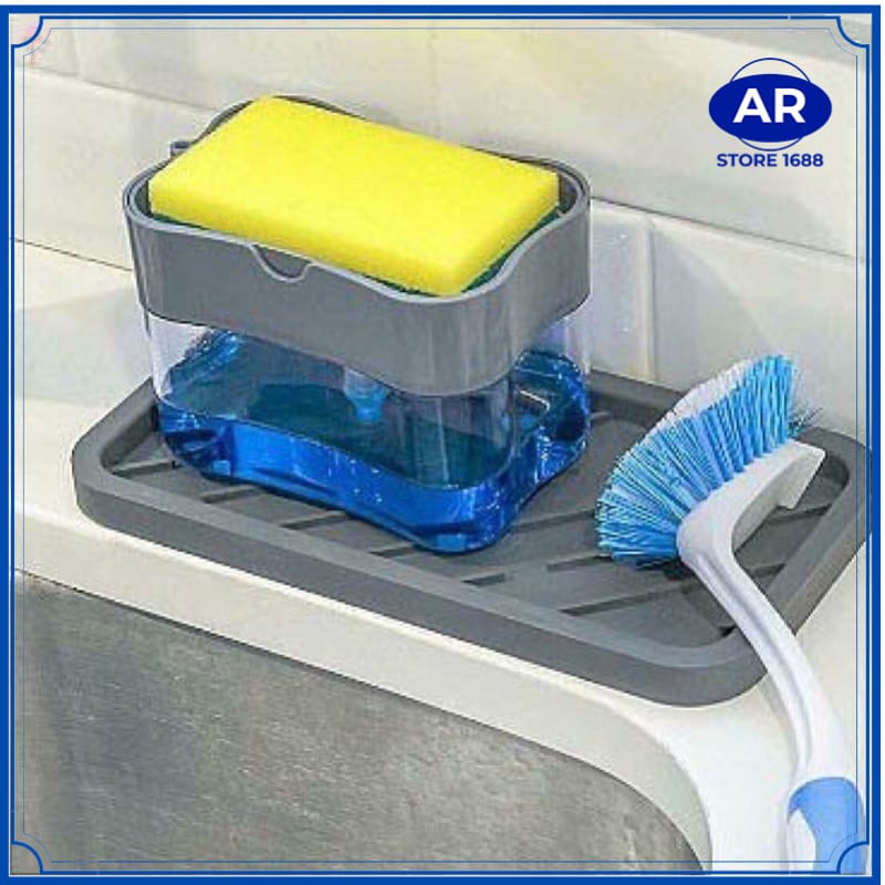 AR-Dispenser Sponge Sabun &amp; Holder Spons Cuci Piring 2in1