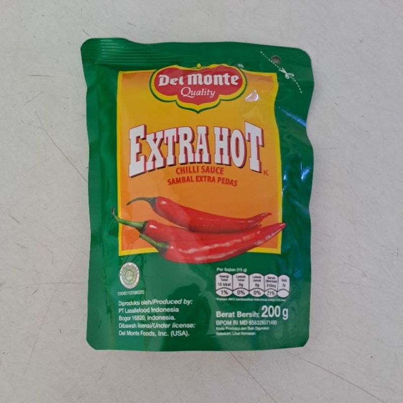 

DelMonte Sambal Extra Hot 200gr Kemasan Pouch Kecil