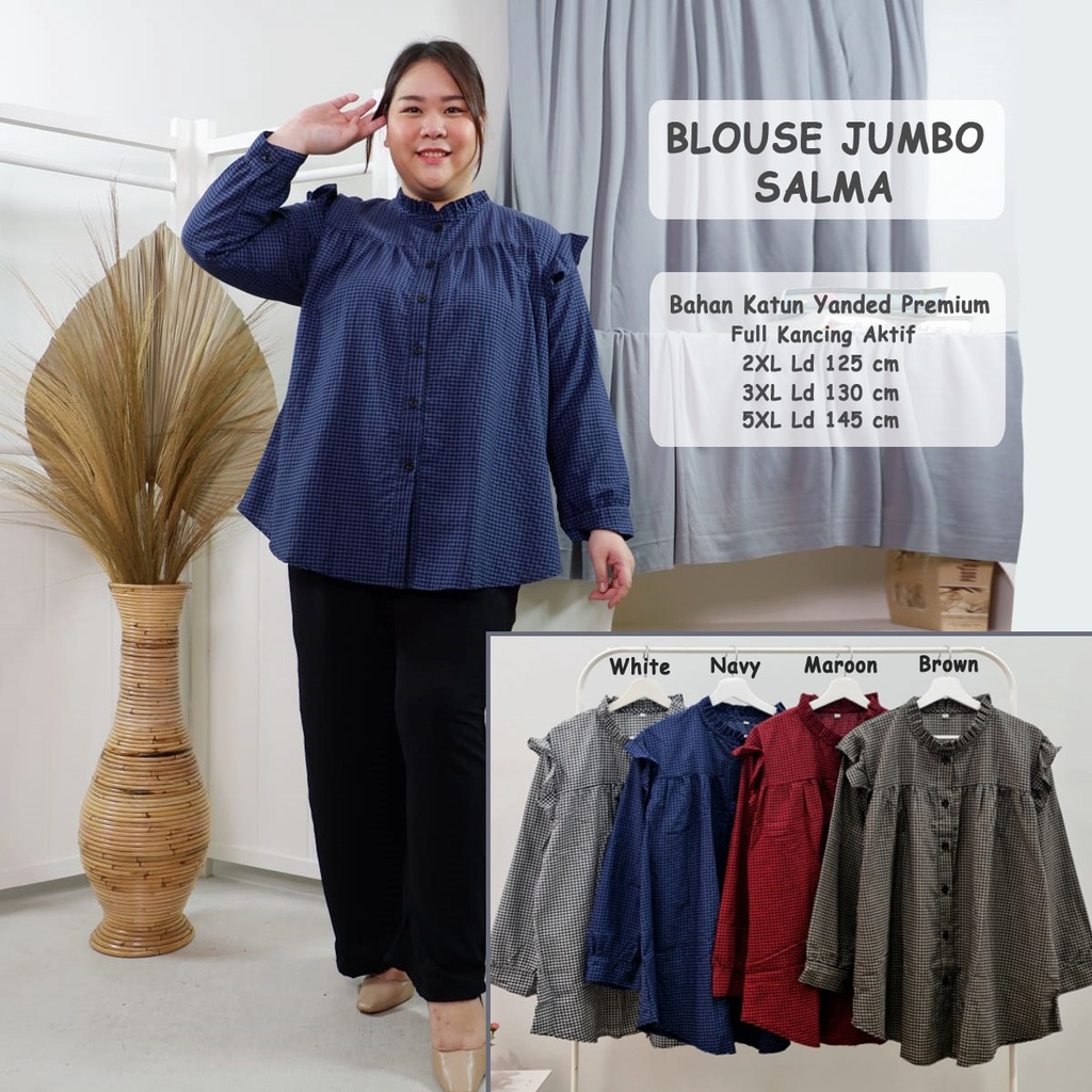 BIGCLO - (COD) Blouse Jumbo Kode BLUSKAN 5XL Baju Atasan Wanita Super Big Size