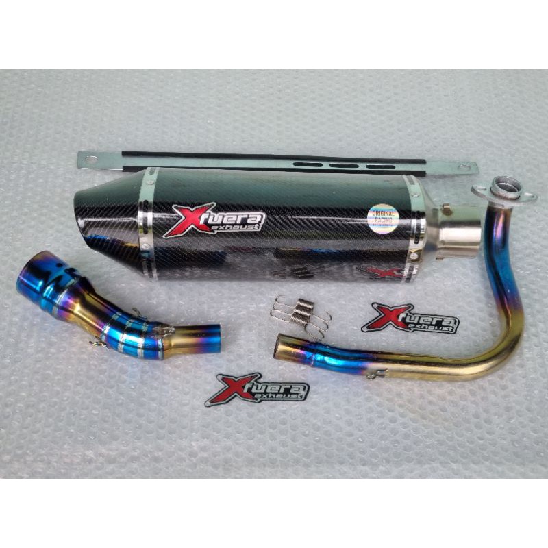 Knalpot Racing Nmax Aerox Pcx 150 Pcx 160 Vario 150 Vario 160 Xmax fullset Suara Bass Empuk Bulat Mo