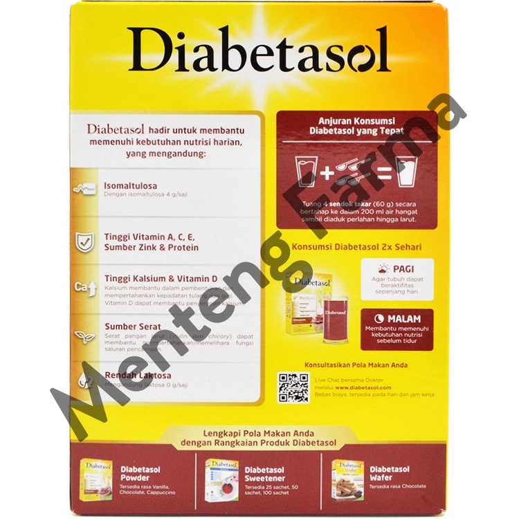 Diabetasol Cokelat 180 Gram - Susu Penambah Nutrisi Khusus Diabetes