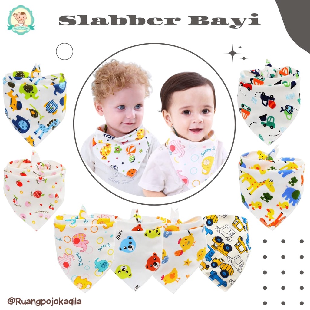 Baby Slabber Slaber CELEMEK MAKAN Air Liur SEGITIGA Handuk BIBS Tatak Iler