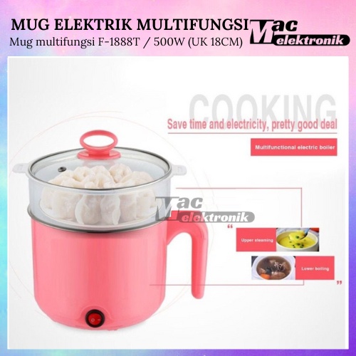 PANCI MUG ELEKTRIK MULTIFUNGSI  REBUS, TUMIS, KUKUS, GORENG 0.8 LITER stainless steel