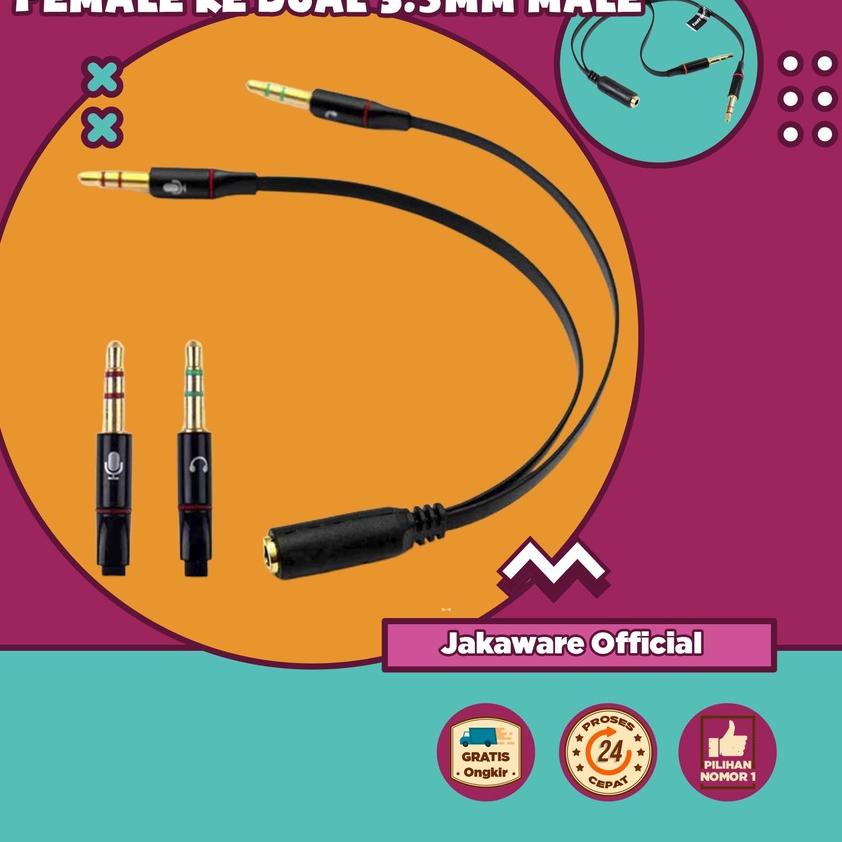 SHOPEE 11.11 SPLITTER AUDIO CABLE JACK 3.5mm FEMALE DUAL 3.5mm MALE MIC HEADPHONE EARPHONE MICROPHON