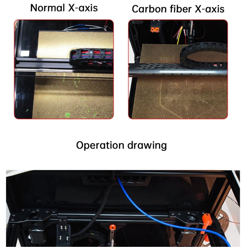 Rel Profile Bahan Serat Karbon Ukuran 350mm Untuk Printer 3D Voron2.4 R2 / Triden X-axis