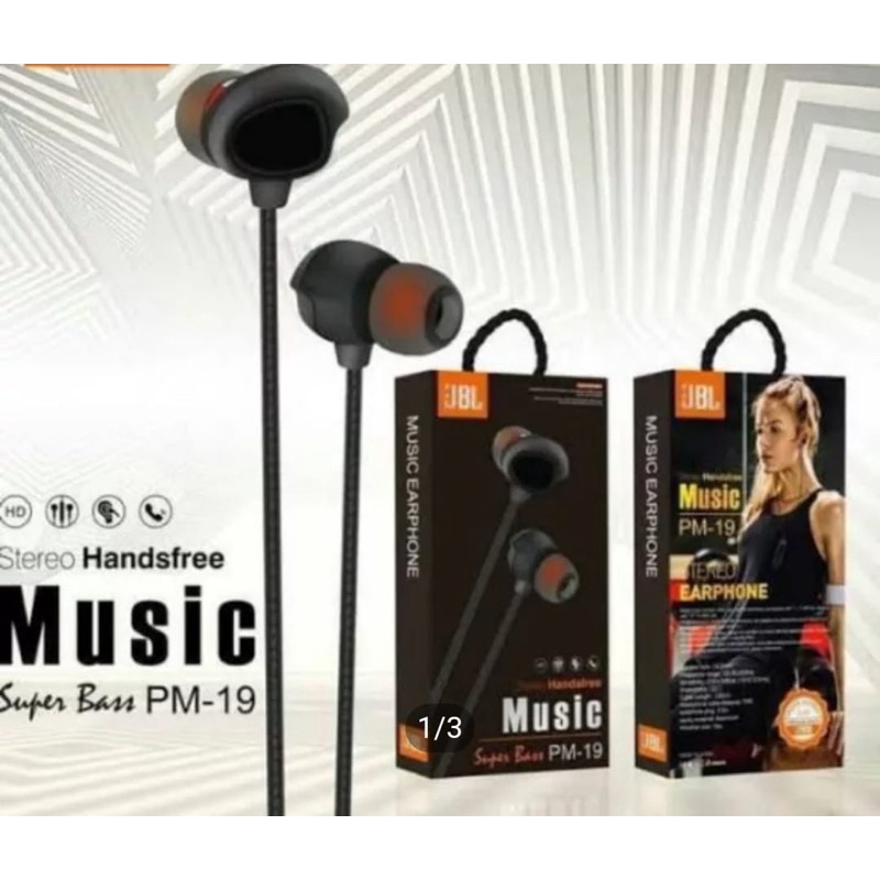 HEADSET PM19 JBL STEREO HANDSFREE EARPHONE HANDPHONE HP SUPER BASS