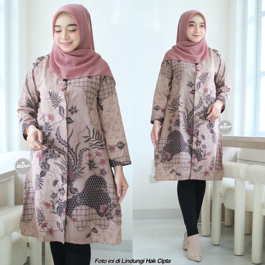 Baju Batik Wanita Modern M L XL XXL Atasan Batik Kerja Wanita Blouse Batik Kantor Seragam Batik Modern