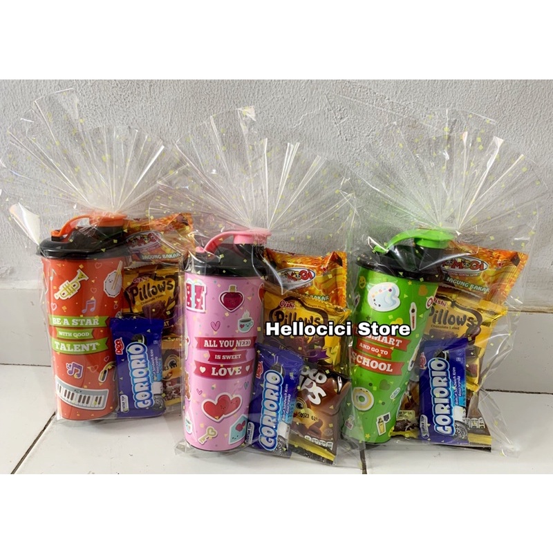 PARCEL  BINGKISAN SNACK + TUMBLER WARE ULTAH ANAK KEMASAN CANTIK