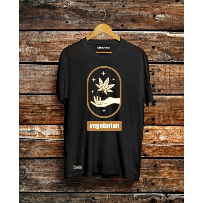 VEGETARIAN. KAOS DISTRO ORIGINAL. KAOS GANJA. BAJU DAUN GANJA 420