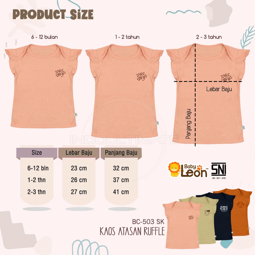 Atasan Baju Bayi Perempuan Cotton Model Ruffle BABY LEON BC-503SK Baju Bayi Rample Baju Bayi Perempuan Baju Bayi Cewek Pakaian Anak Bayi Perempuan Baju Harian Bayi