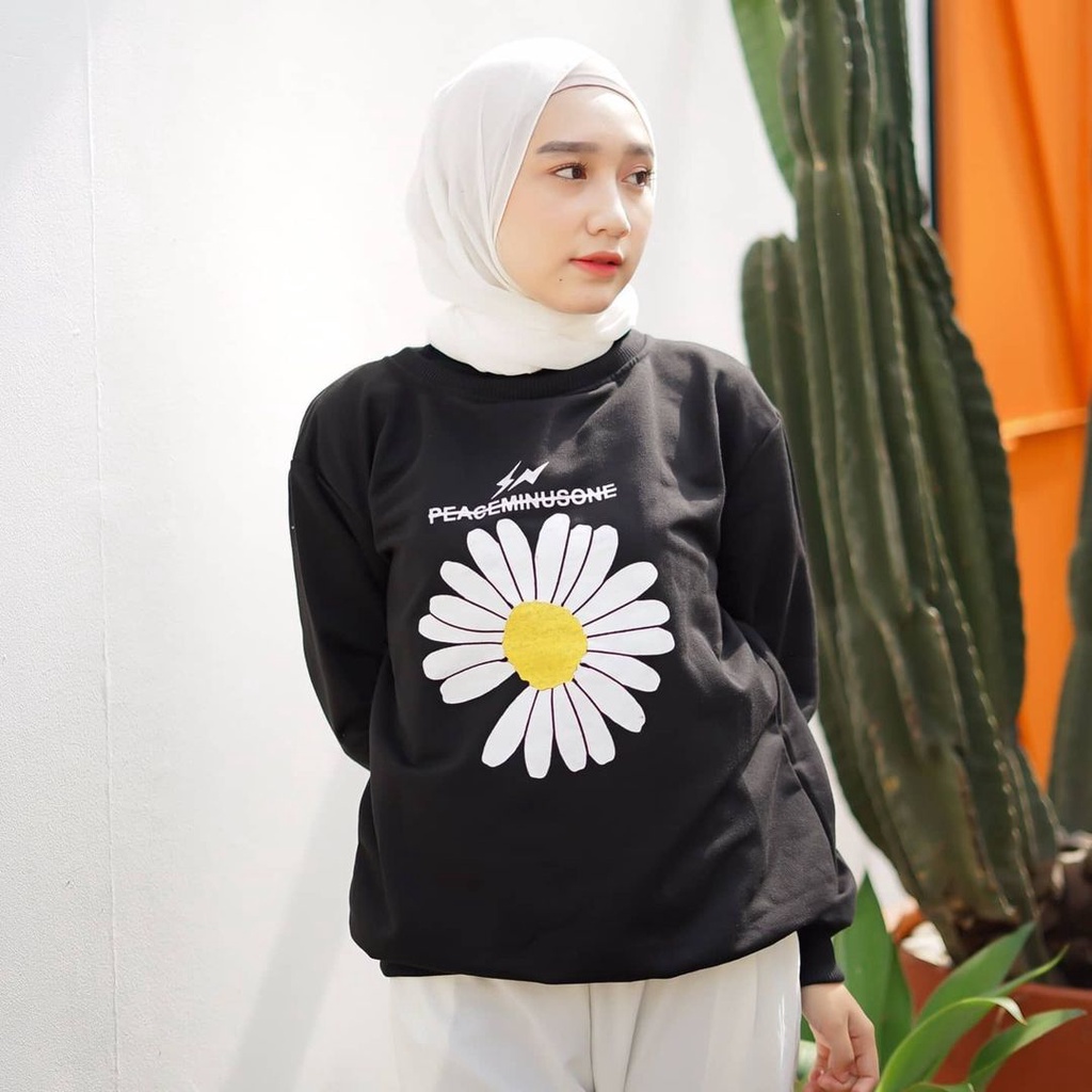 ONE DAISY BIG SUN FLOWER CRAWNECK // SWEATER WANITA TRENDY #OD