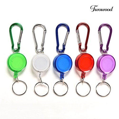 Twowood 1Pc Gantungan Kunci Carabiner Dengan Strap Retractable Warna Warni