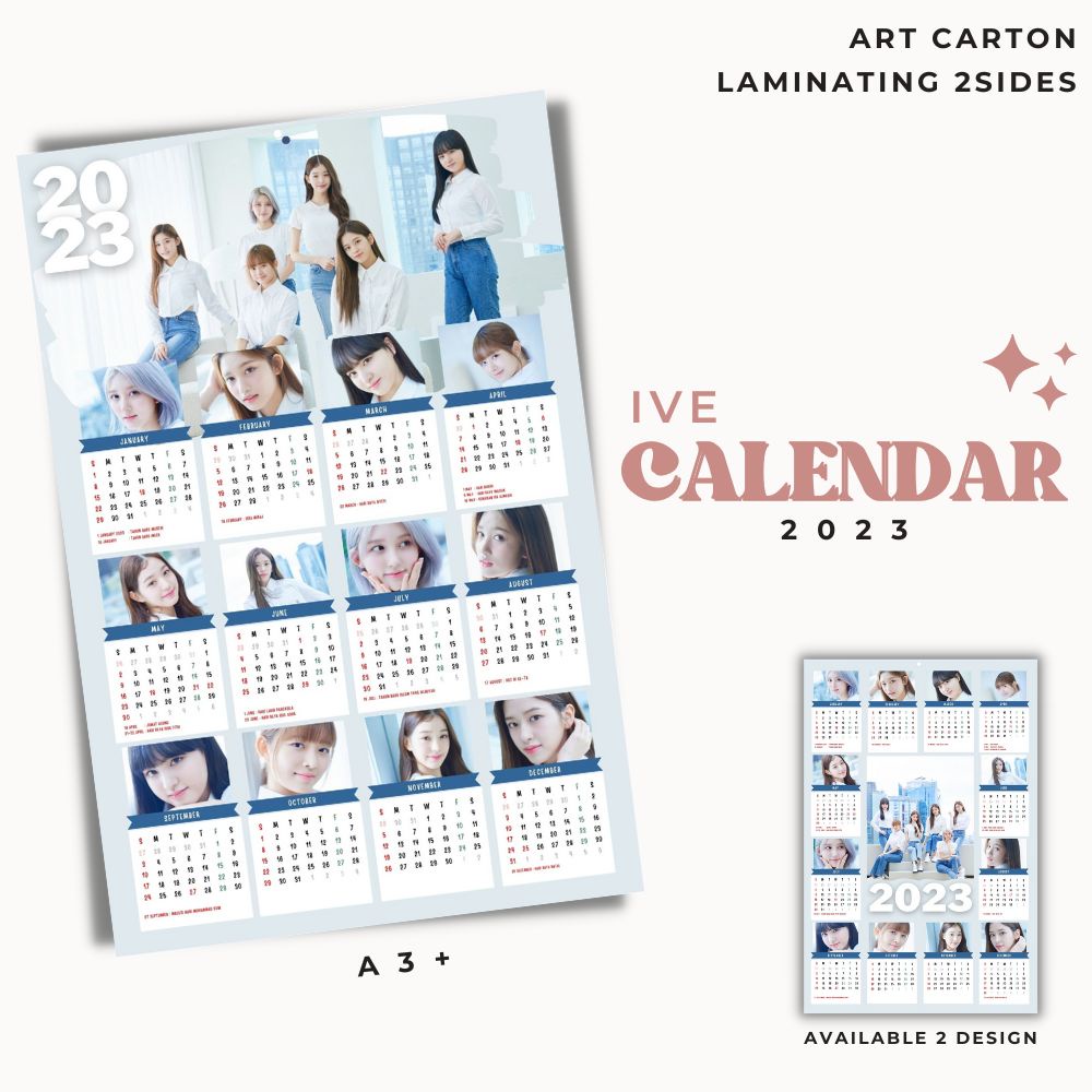 2023 KALENDER IVE KPOP + LAMINASI 2SISI IDOL KOREA MURAH UNOFFICIAL YUJIN GAEUL WONYOUNG LIZ REI LEESEO READY STOCK !