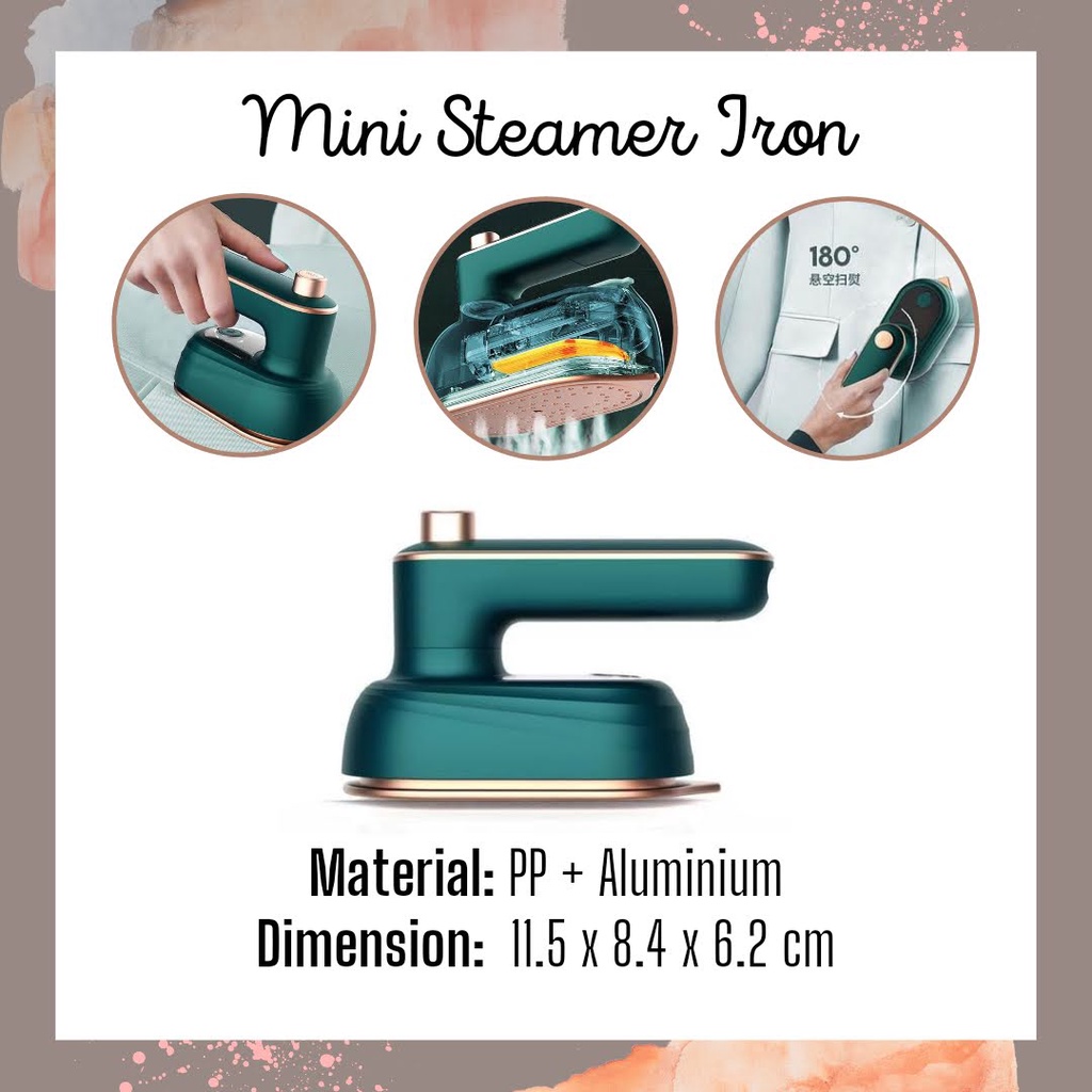 Setrika Uap Alat Gosok / Penggosok / Perapi Baju Celana Pakaian Setrika Premium Berkualitas Elegan Cepat dan Efisien Aman Anti Gosong dengan Lapisan Keramik Berbahan Alumunium Alloy Portable Mini Steamer Ironing Handheld 50ml