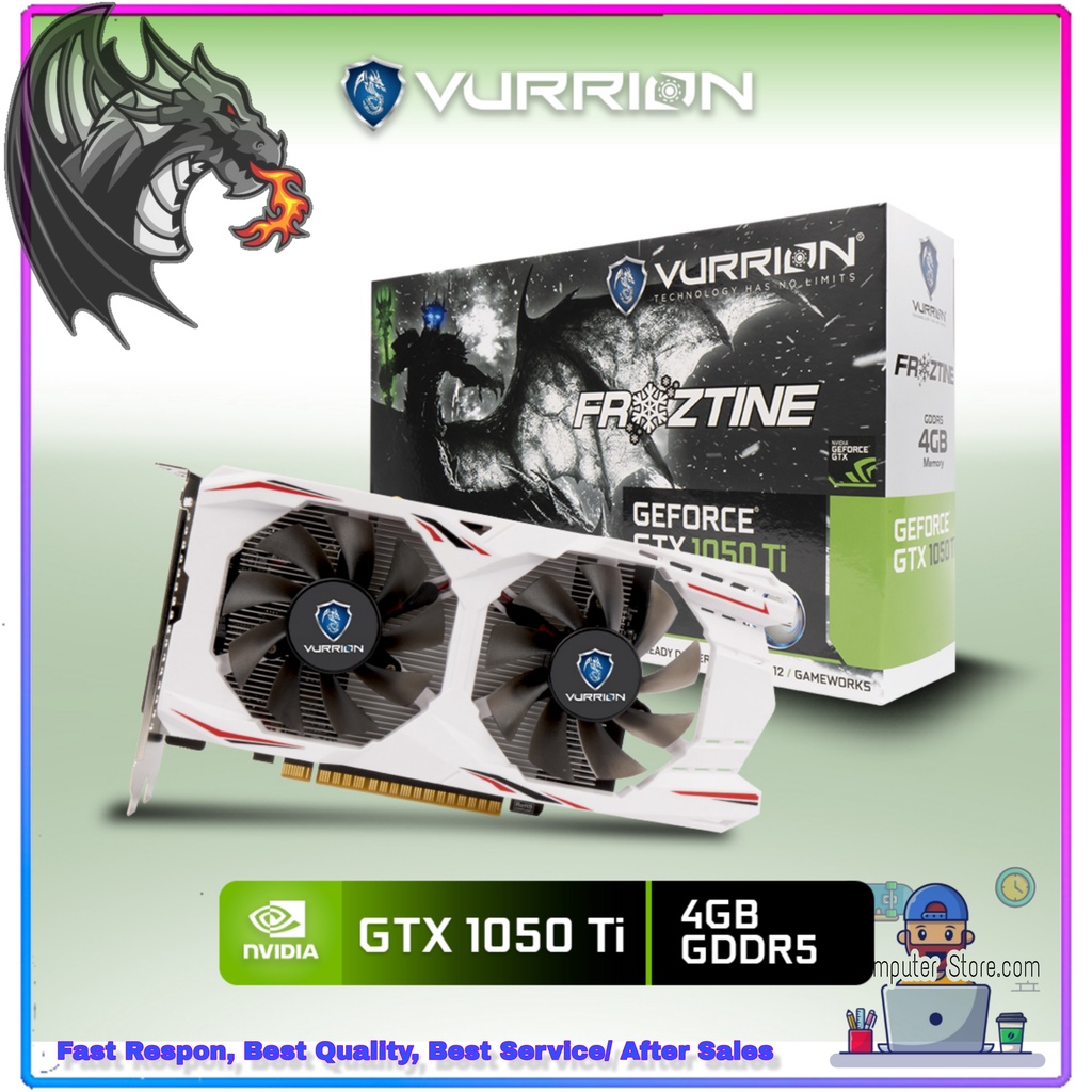 Vga Card Gaming GTX 1050 Ti 4GB GDDR5 128Bit Vurrion Froztine Dual Fan Geforce Nvidia GPU GTX1050Ti 1050Ti Ddr5 Garansi Resmi 2 Tahun
