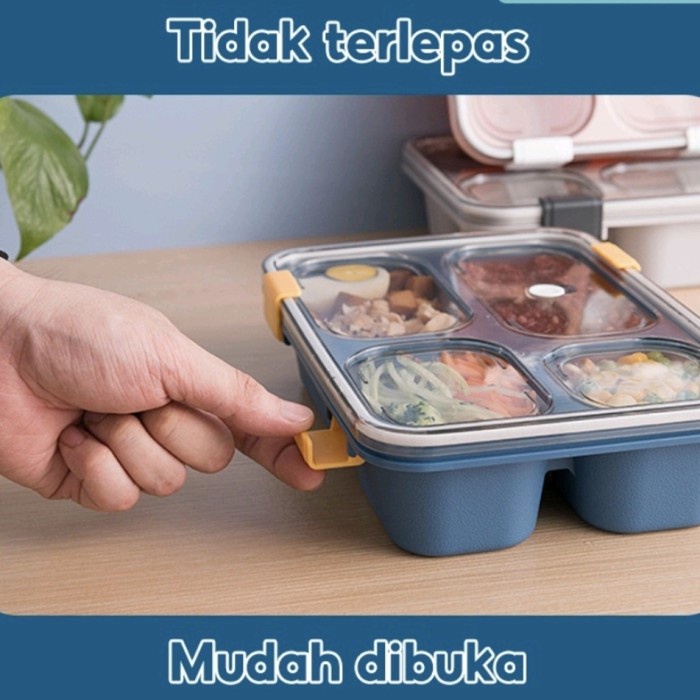 1250ML Kotak Makan 3/4 Grid Sekat Bento Anti Bocor Lunch Box Bekal