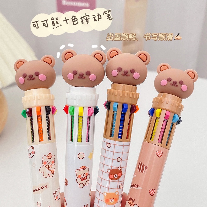 

Pulpen Pena Cocoa Bear Ten Color Sepuluh Warna Warni Motif Beruang Cute Lucu Aesthetic Alat Tulis Ballpoint Untuk Sekolah Anak Kecil Merah Biru Hitam Pink
